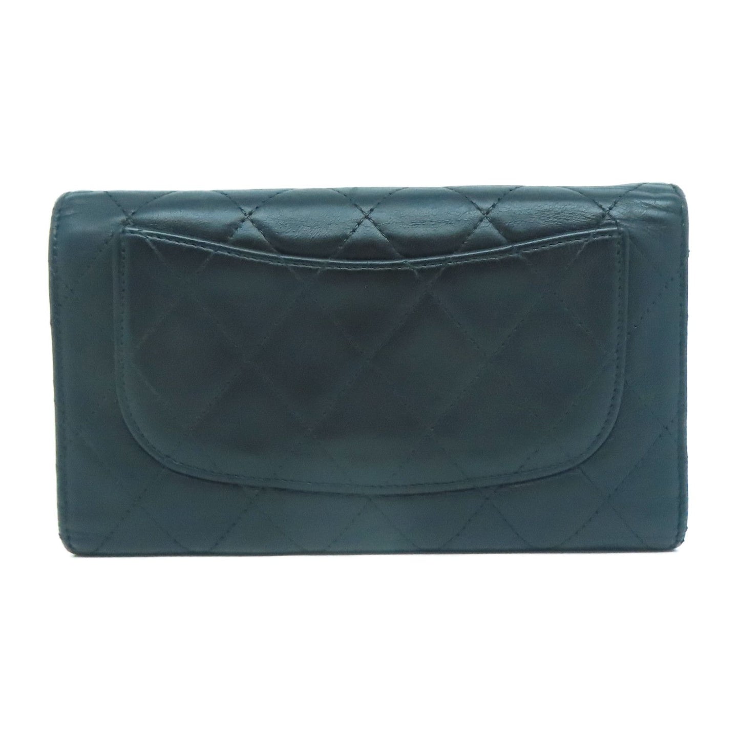 Chanel - Quilted CC SHW Round Black Lambskin Long Wallet