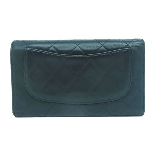 Chanel - Quilted CC SHW Round Black Lambskin Long Wallet